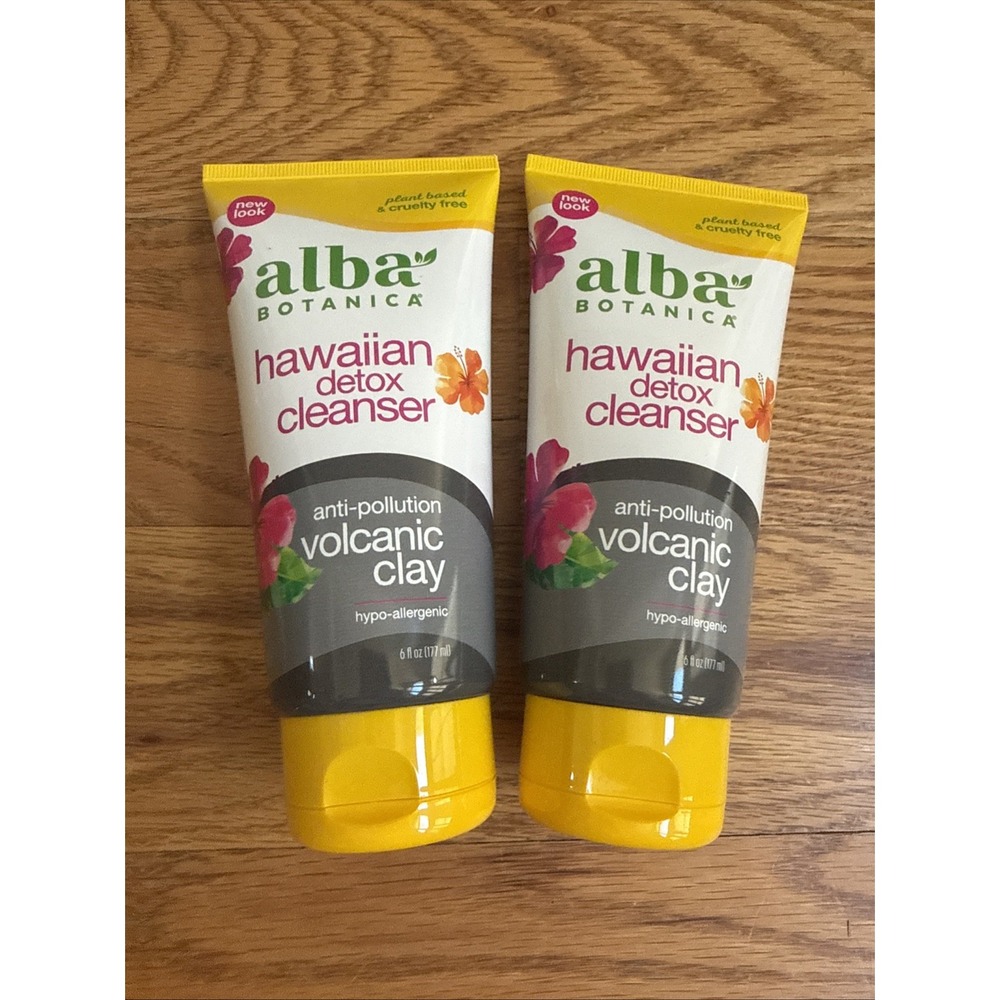 2x Alba Botanica Hawaiian Detox Cleanser Hypo-Allergenic Volcanic Clay 6oz New